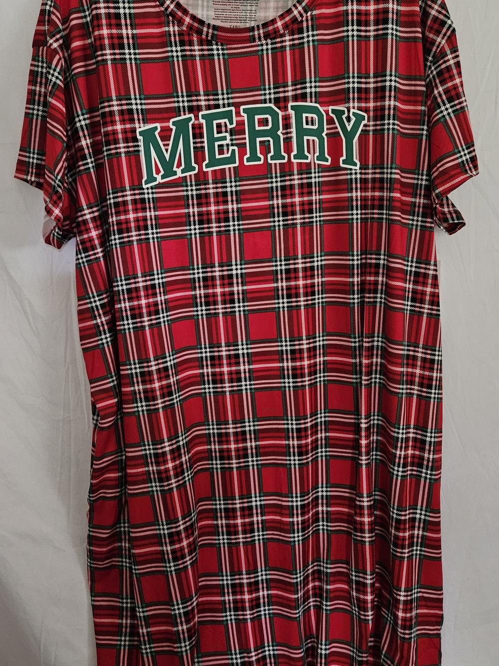 #8 Red Plaid 'MERRY' Holiday Pajama Nightgown